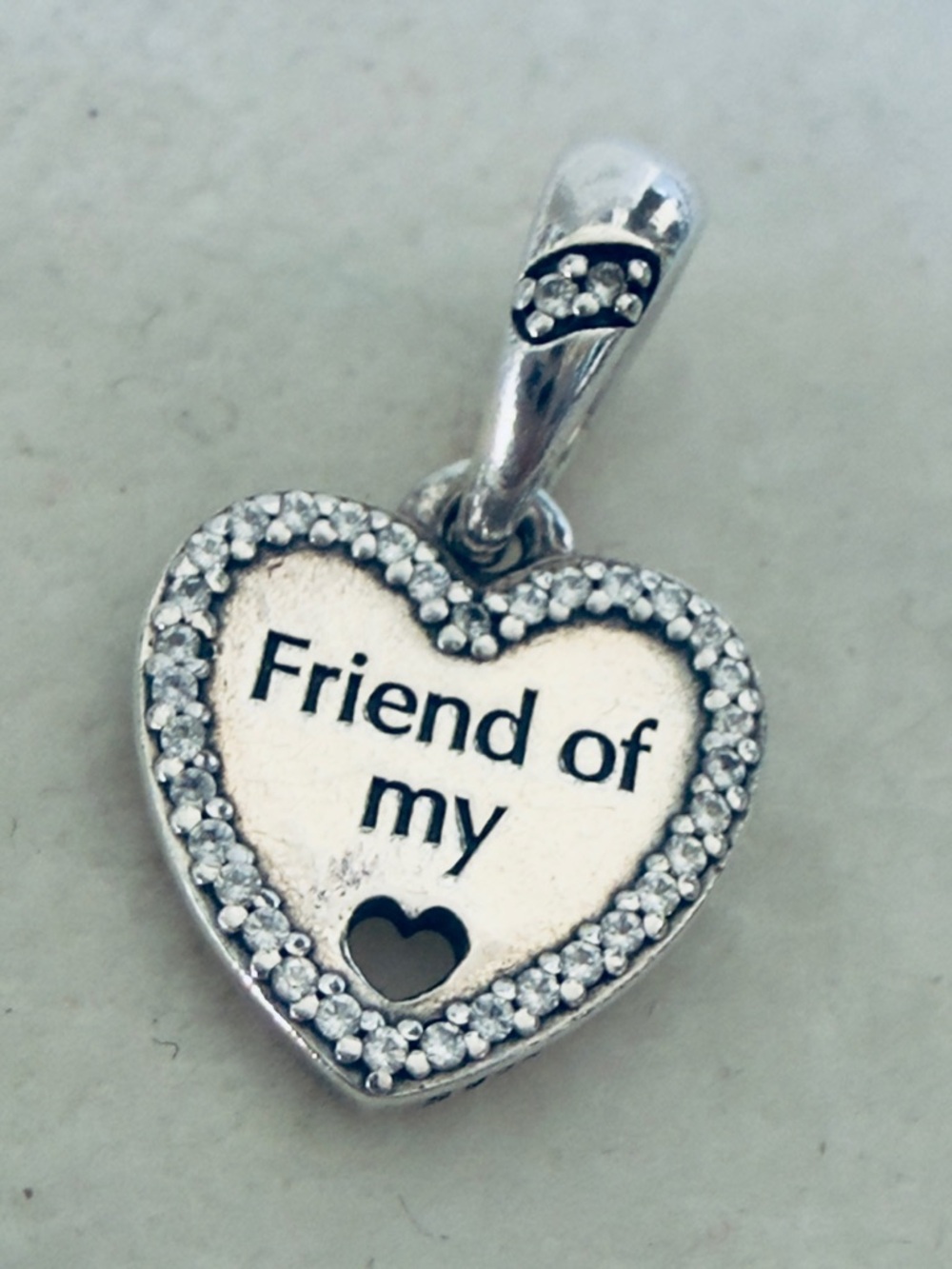 Authentic Pandora 925 Sterling Silver Friend of  My Heart  Dangle Pendant Charm